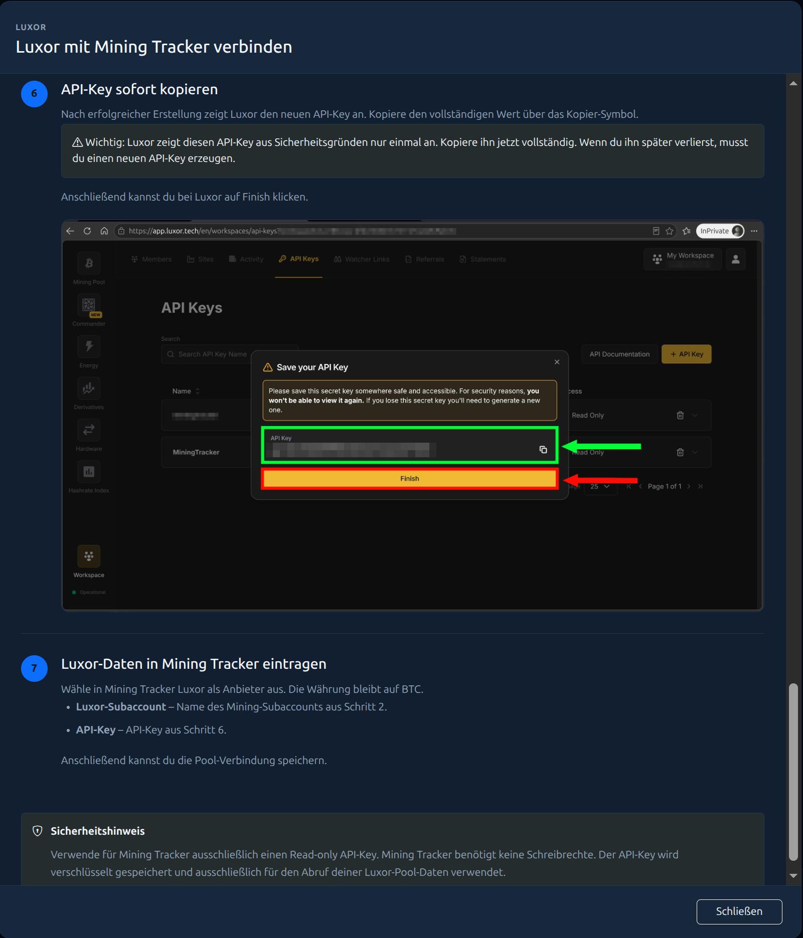 Schritt-für-Schritt-Anleitung für Luxor Pool mit Screenshots